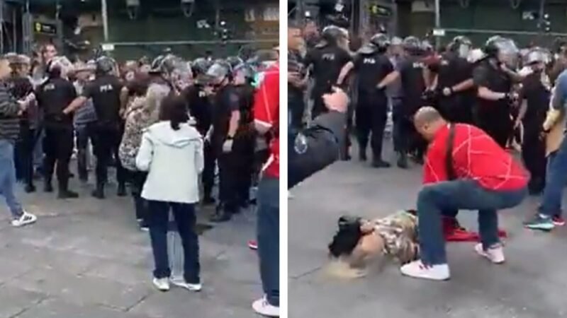 VÍDEO: Aposentada é empurrada por policial, cai e bate a cabeça durante protesto na Argentina