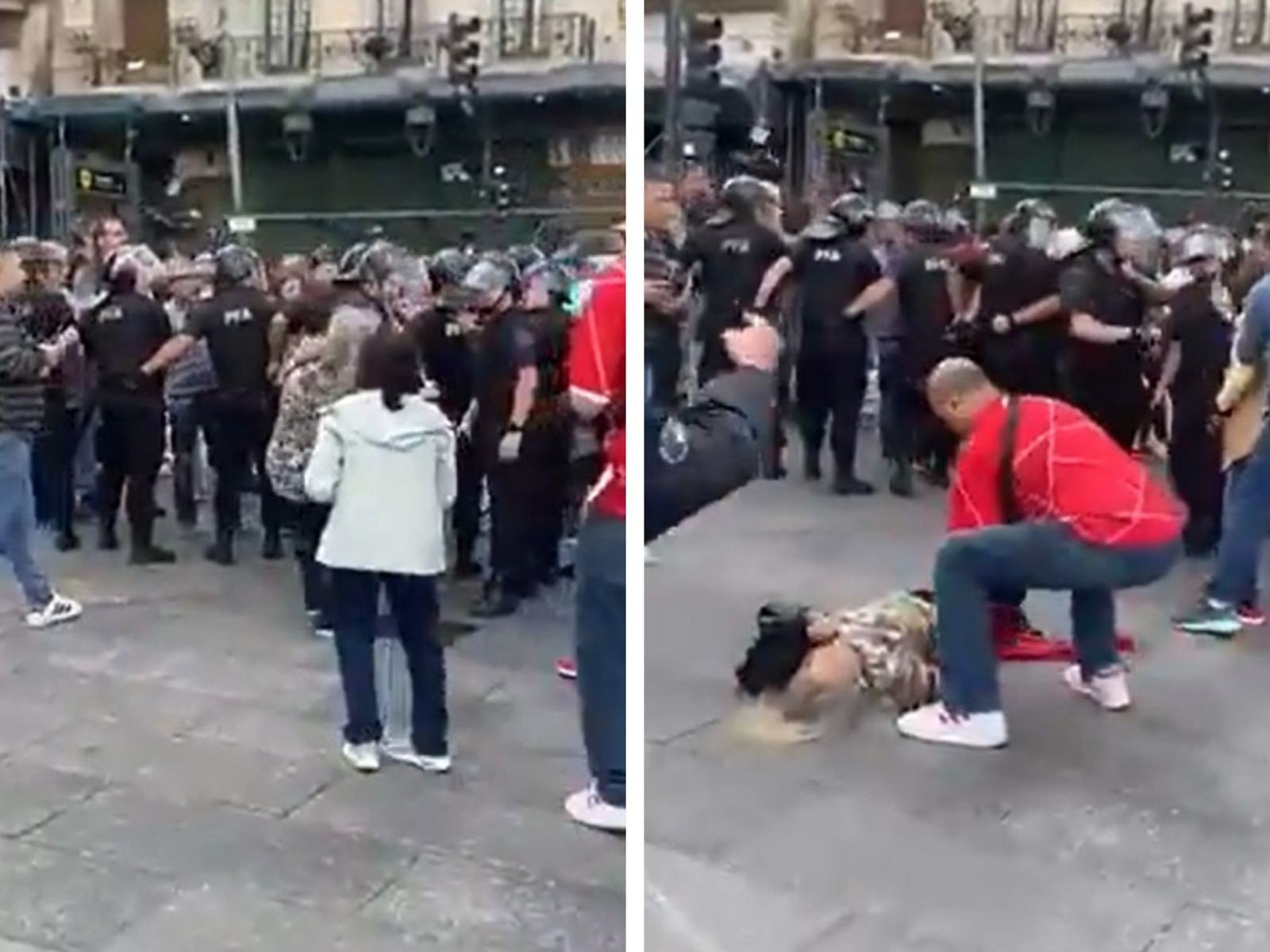 VÍDEO: Aposentada é empurrada por policial, cai e bate a cabeça durante protesto na Argentina VÍDEO: Aposentada é empurrada por policial, cai e bate a cabeça durante protesto na Argentina
