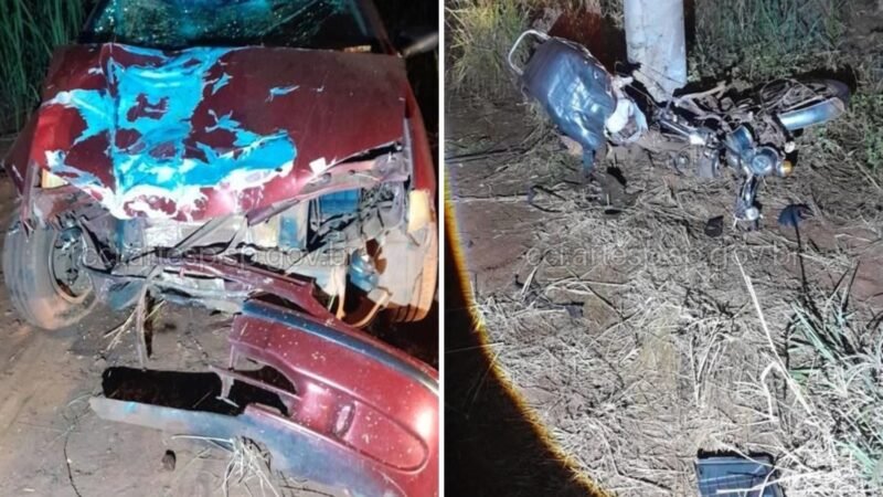 Colisão entre carro e moto termina com a morte de 2 pessoas na Rodovia Carlos Tonani