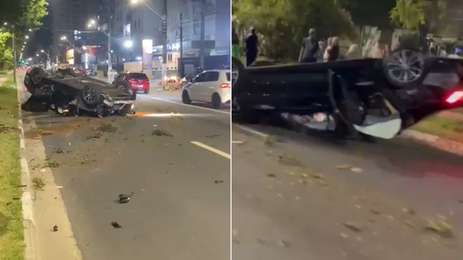 Motorista bêbado é preso após bater em poste e capotar carro em avenida de Guarujá, SP; VÍDEO Motorista bêbado é preso após bater em poste e capotar carro em avenida de Guarujá, SP; VÍDEO