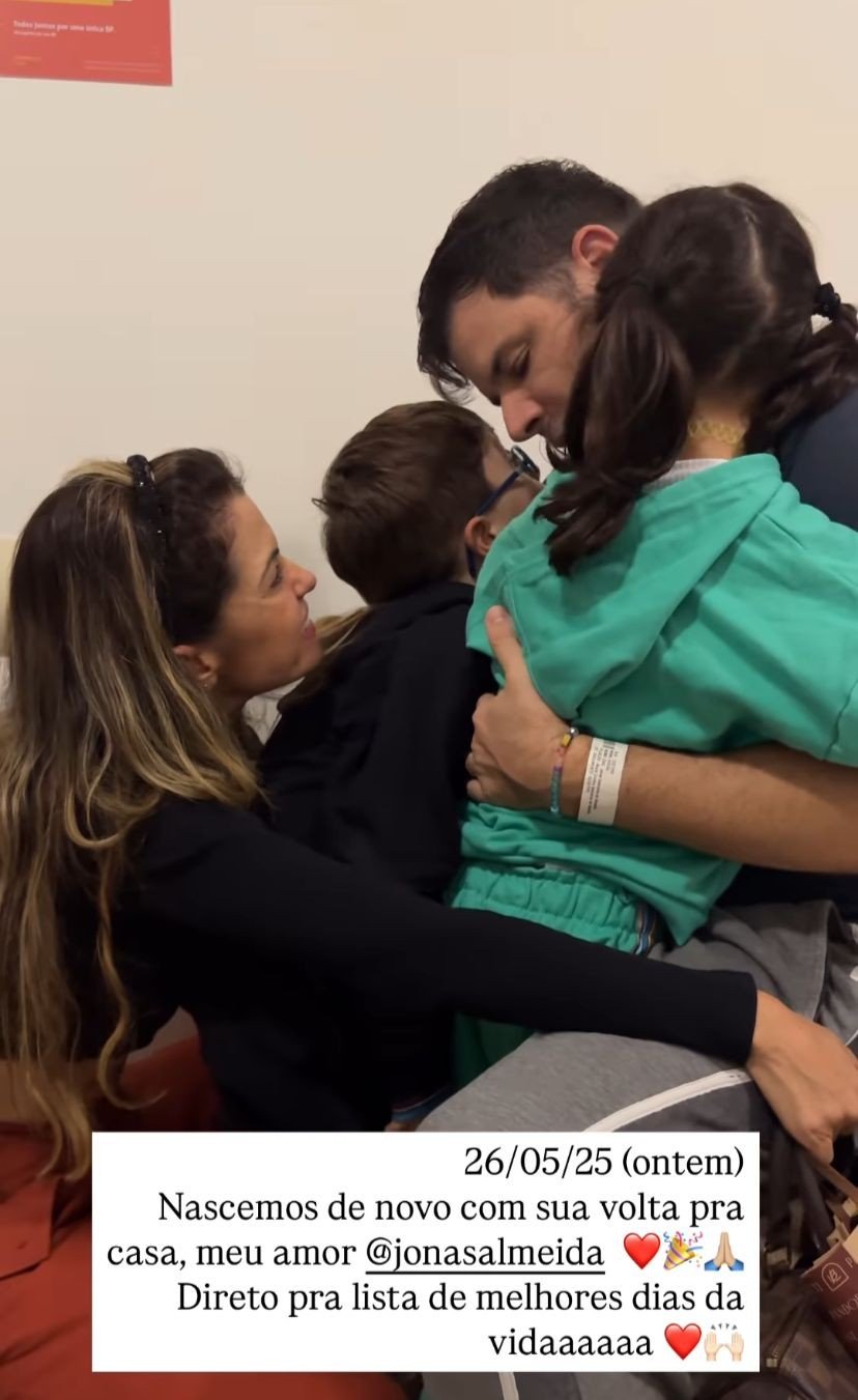 Jonas Almeida recebe alta após cirurgia para retirada de tumor: ‘Nascemos de novo’, diz esposa