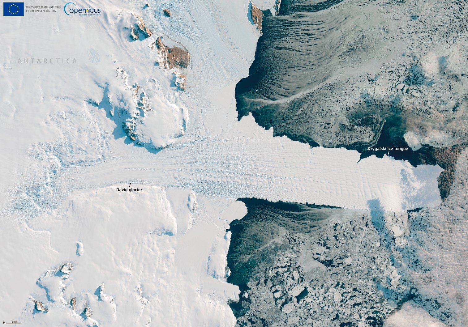 ‘Língua de gelo’ de 90 km é registrada por satélite europeu na Antártida; VEJA IMAGEM ‘Língua de gelo’ de 90 km é registrada por satélite europeu na Antártida; VEJA IMAGEM