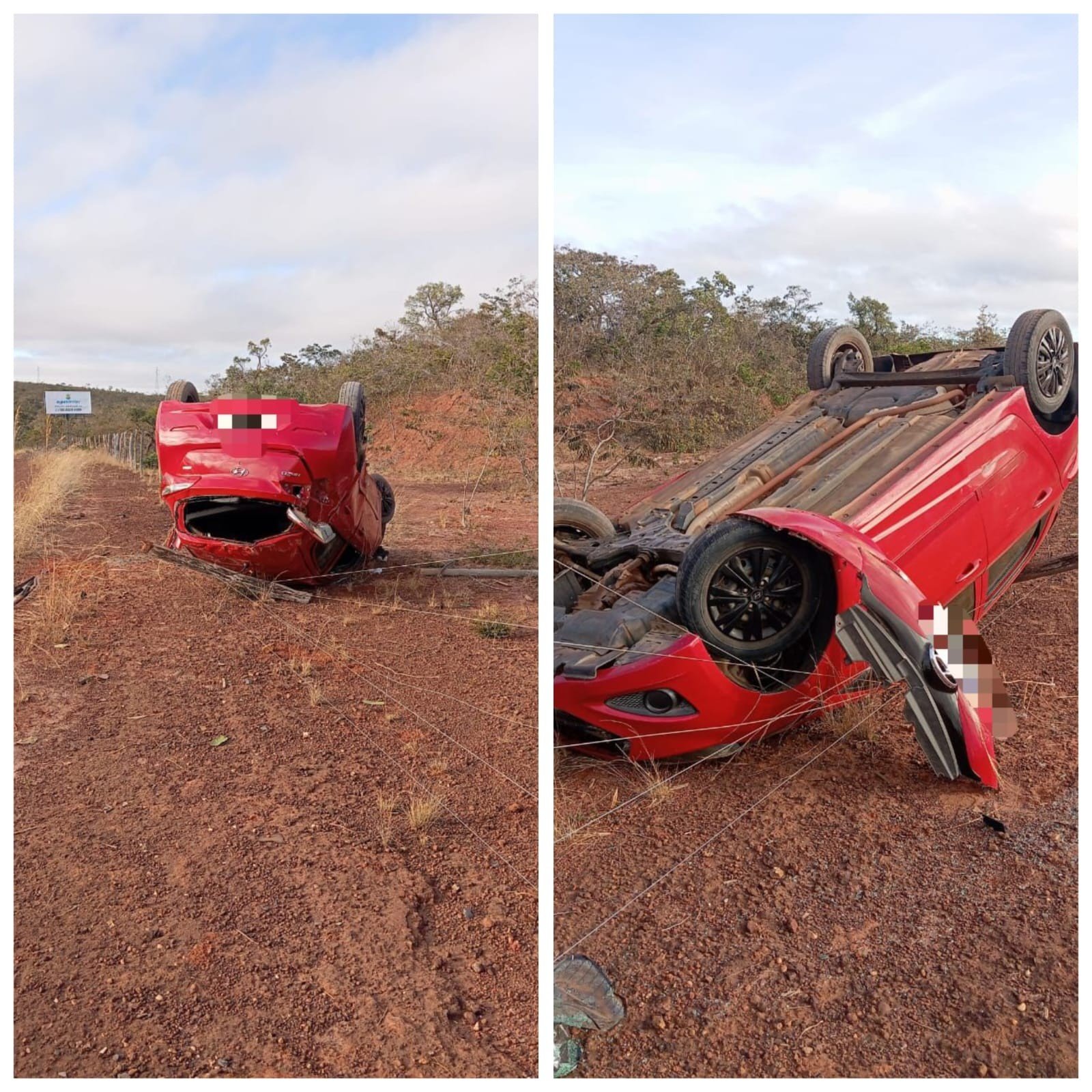 Mulher perde controle da direção e capota carro na MGC-135 após ficar com cabelo preso no vidro Mulher perde controle da direção e capota carro na MGC-135 após ficar com cabelo preso no vidro