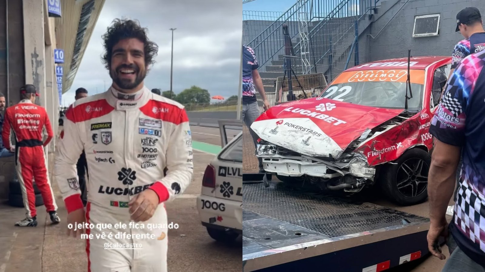 Caio Castro sofre acidente de carro durante treino para corrida em Cascavel, no Paraná