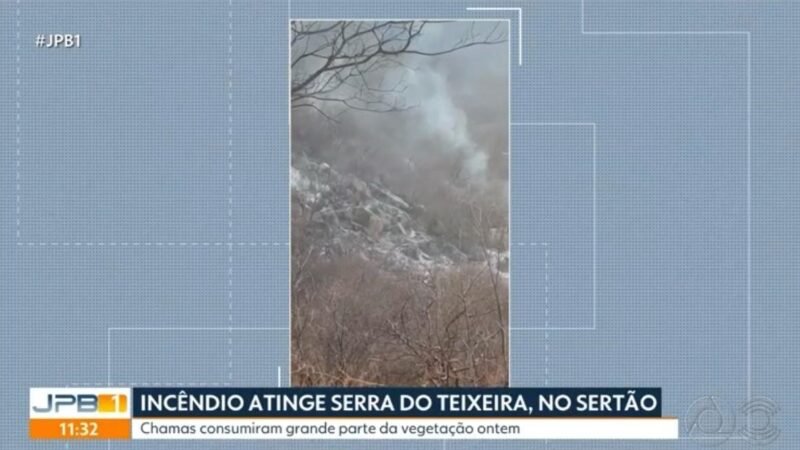 Incêndio atinge vegetação no Parque Nacional da Serra do Teixeira, no Sertão da PB
