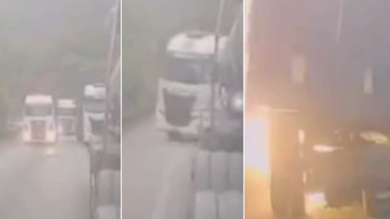 Vídeo mostra choque entre carretas que causou incêndio e matou dois motoristas na Anchieta; VEJA
