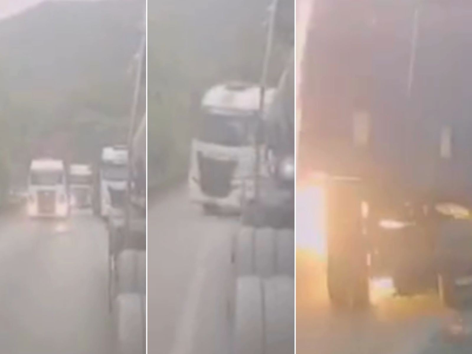 Vídeo mostra choque entre carretas que causou incêndio e matou dois motoristas na Anchieta; VEJA