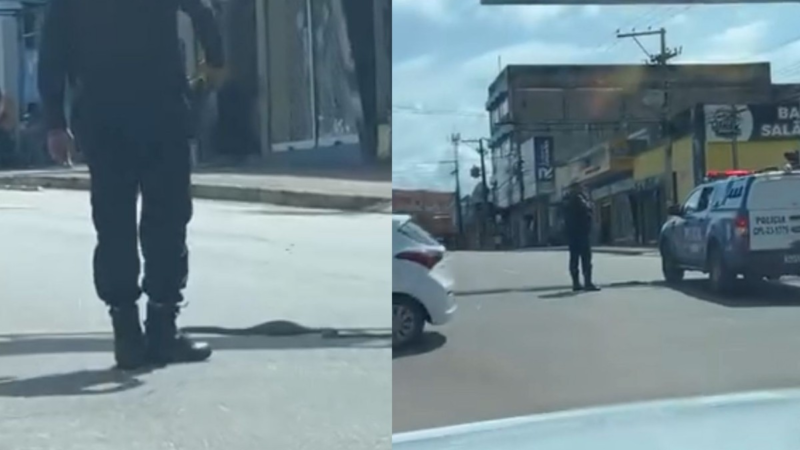 VÍDEO: cobra ‘para o trânsito’ enquanto tenta atravessar avenida em Porto Velho