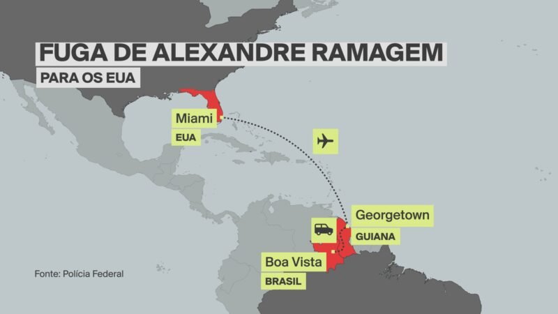 Ramagem fugiu por Roraima e usou carro para atravessar fronteira e chegar à Guiana, diz PF