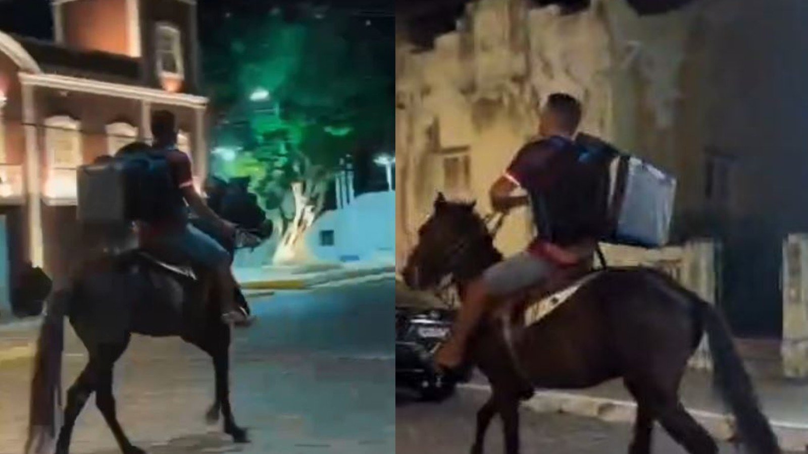 Pizzaria no Ceará faz delivery com entregador montado a cavalo; vídeo