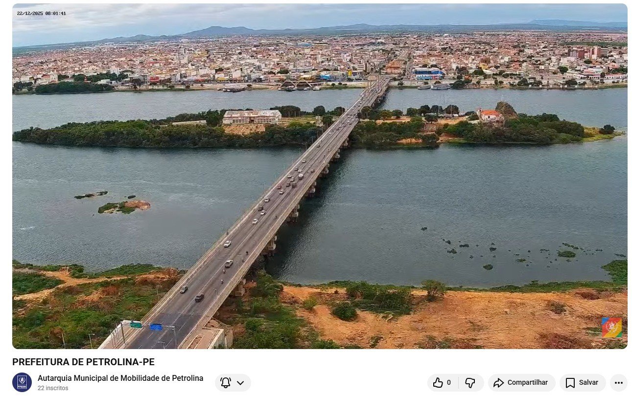 Petrolina instala câmera com transmissão ao vivo do trânsito na Ponte Presidente Dutra