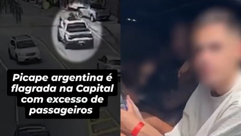 Picape de luxo superlotada de argentinos é recolhida em área turística de Florianópolis; VÍDEO