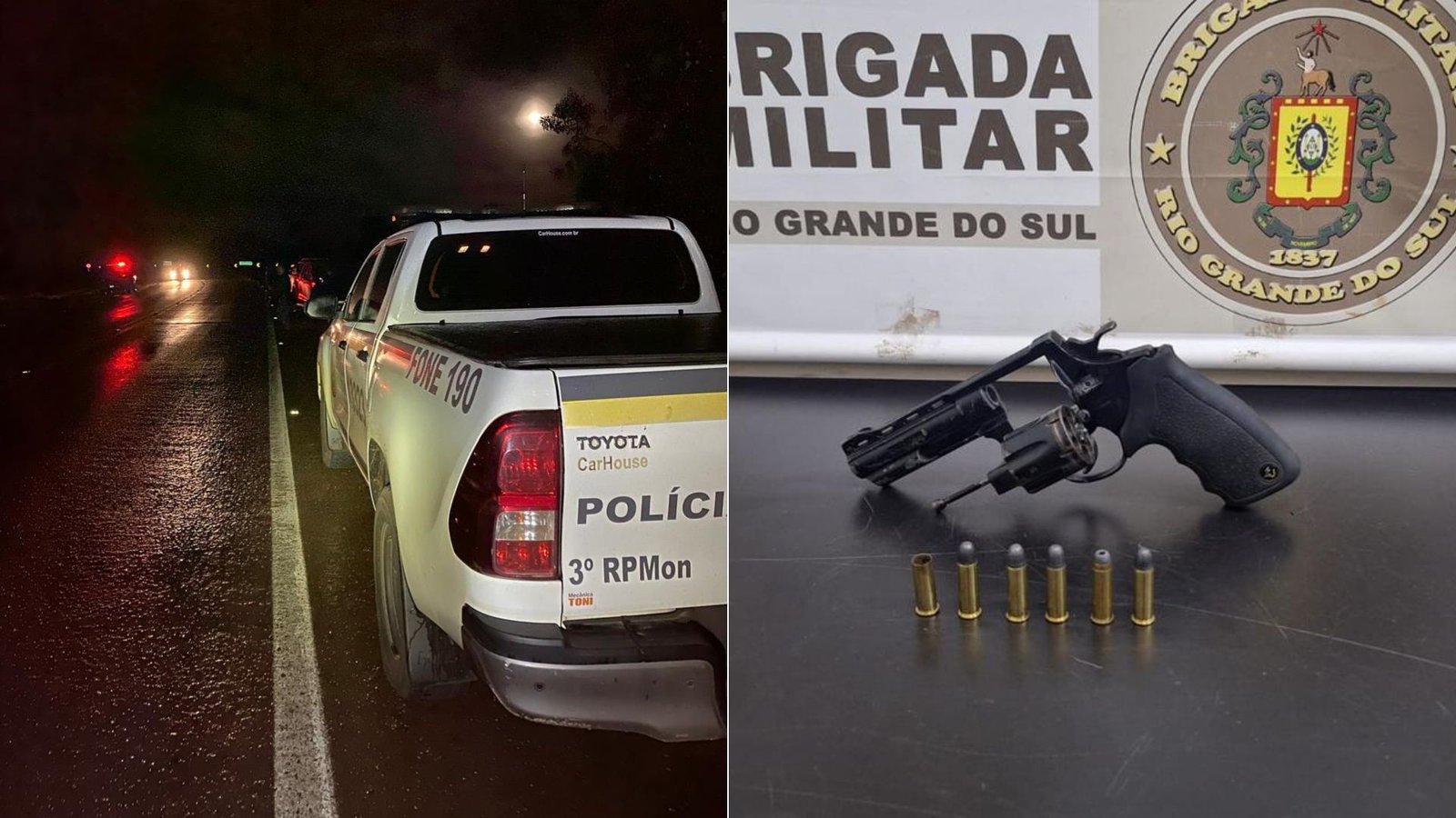 Três suspeitos de roubar caminhonete morrem e outros dois são presos após fuga e confrontos com a polícia no RS