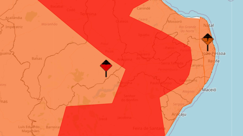 Inmet emite alertas vermelho e laranja de chuvas para o RN; veja cidades