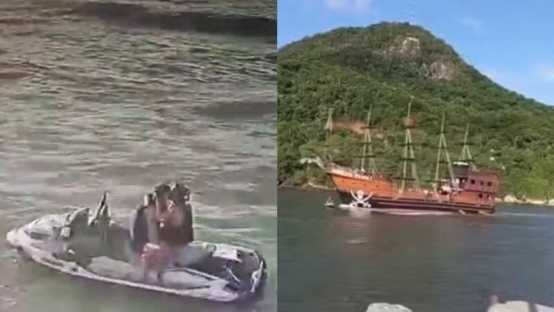 Casal atropelado por ‘barco pirata’ durante beijo: Marinha vai investigar colisão em Balneário Camboriú