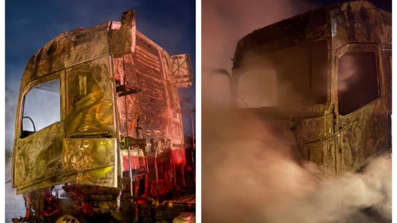 Incêndio atinge cavalo mecânico de carreta na BR-135, em Engenheiro Dolabela