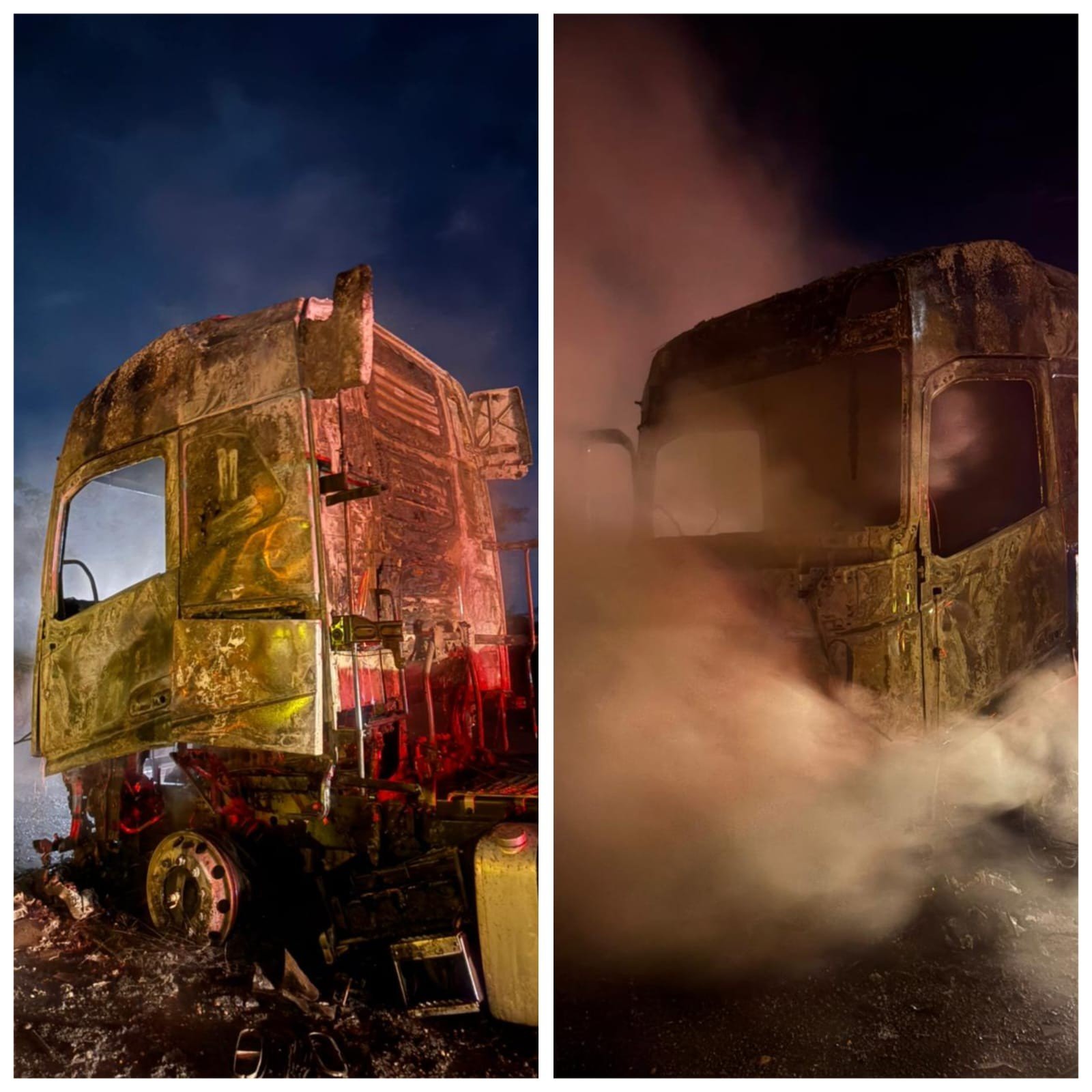 Incêndio atinge cavalo mecânico de carreta na BR-135, em Engenheiro Dolabela