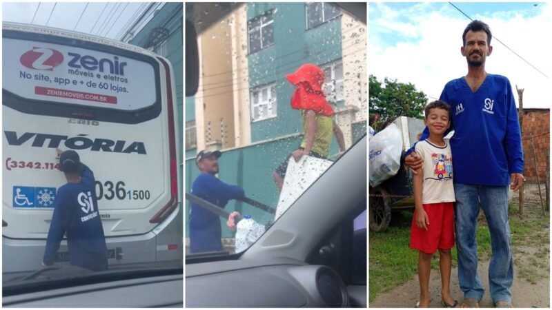 Vídeo de catador ajudando neto a ler palavra em ônibus em Fortaleza viraliza; assista