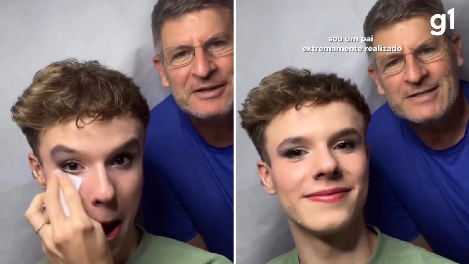 ‘Nosso filhão amado’, diz pai de maquiador que entrou em live para rebater ataque homofóbico; VÍDEO
