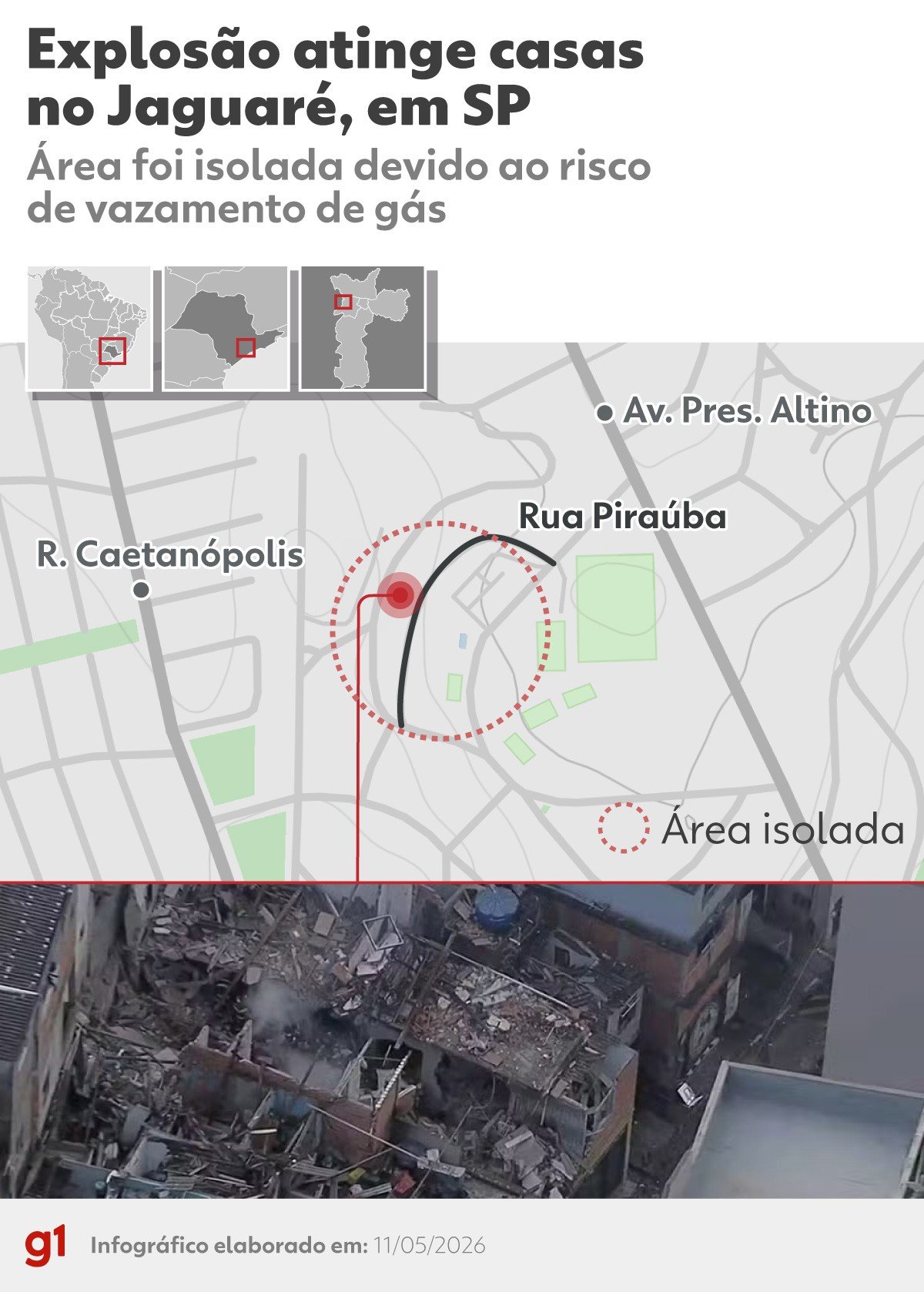 VÍDEOS: moradores registram equipe da Sabesp trabalhando em obra momentos antes da explosão no Jaguaré, Zona Oeste de SP