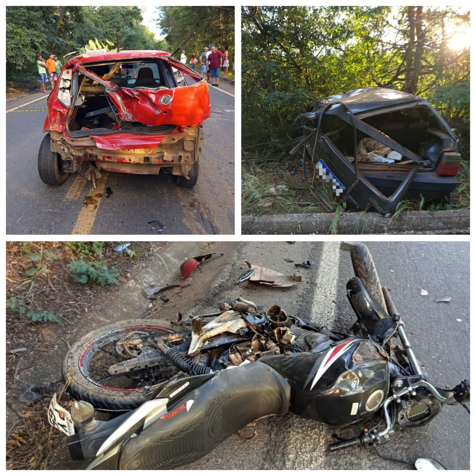 Duas pessoas ficam feridas em acidente entre carros e moto na MGC-135, em Mirabela