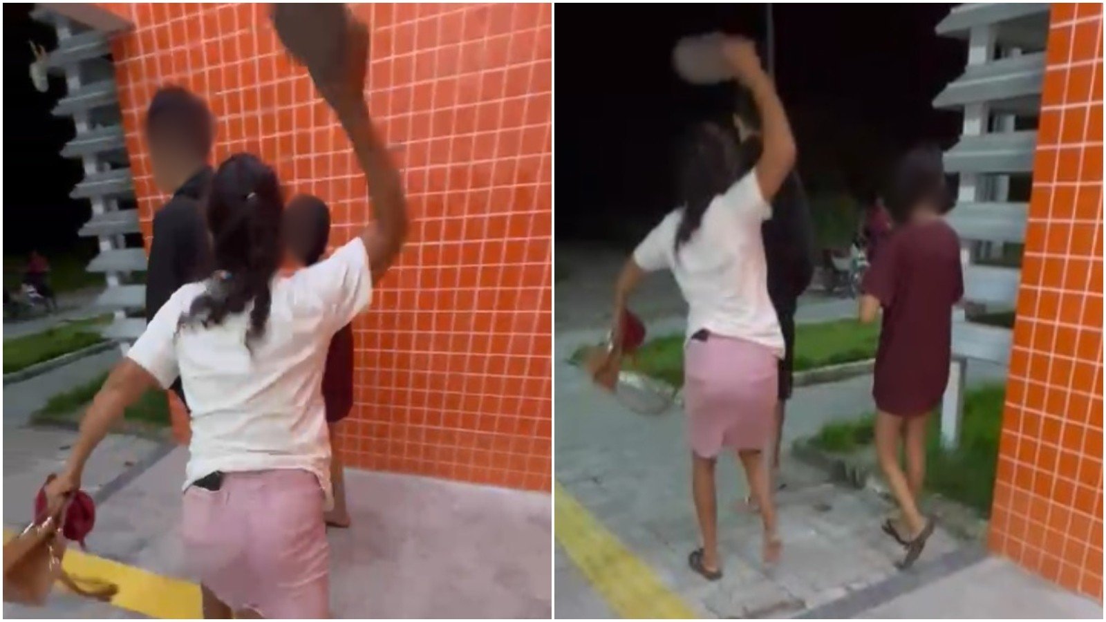 Mãe tira filho da delegacia a chineladas após ele ser preso com drogas e fazer símbolo de facção