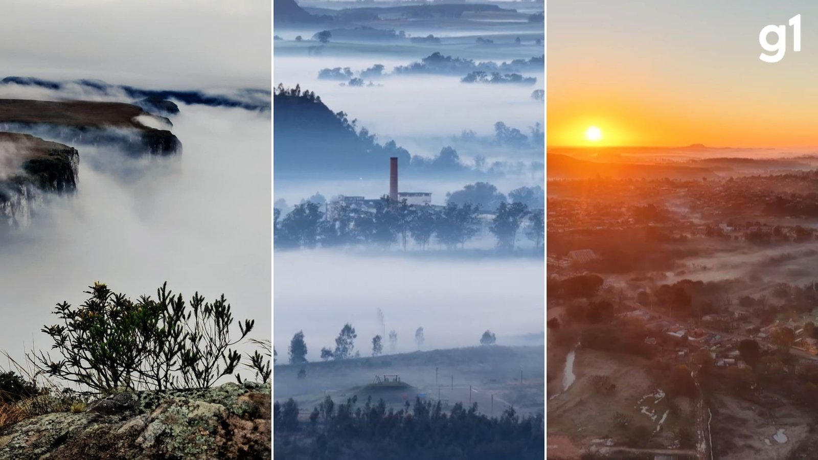 Geada e ‘mar de nuvens’ mudam visual no amanhecer do RS neste sábado