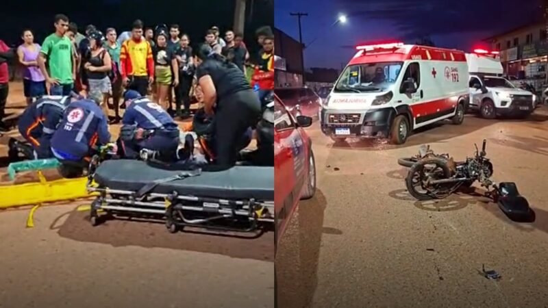 Motorista foge após acidente entre dois carros e uma moto na ponte do Urumari, em Santarém, no Pará