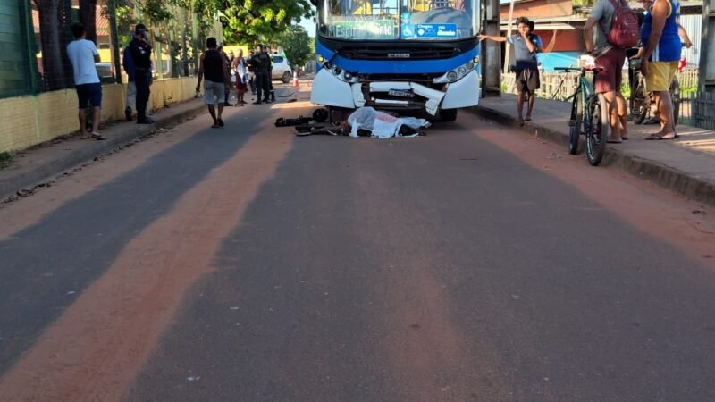 Acidente entre moto e ônibus deixa um morto e um ferido grave em Santarém, no Pará
