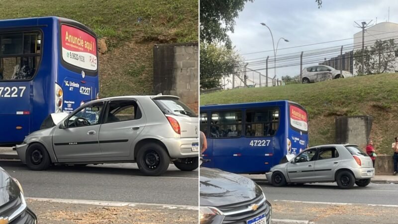 VÍDEO: carro fica preso sob ônibus após acidente em Itaquaquecetuba