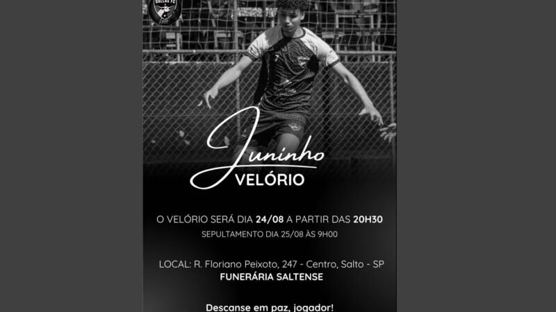 Jogador de 18 anos que morreu após passar mal durante jogo é velado e enterrado em Salto