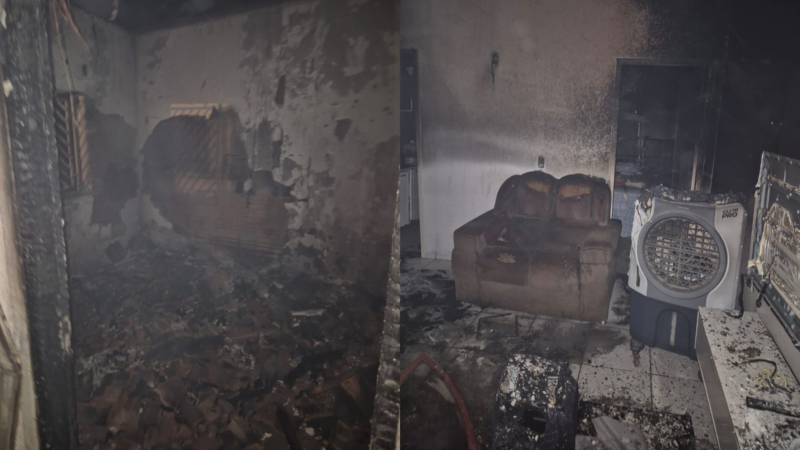 Casa fica parcialmente destruída após incêndio em Picos, no Sul do Piauí