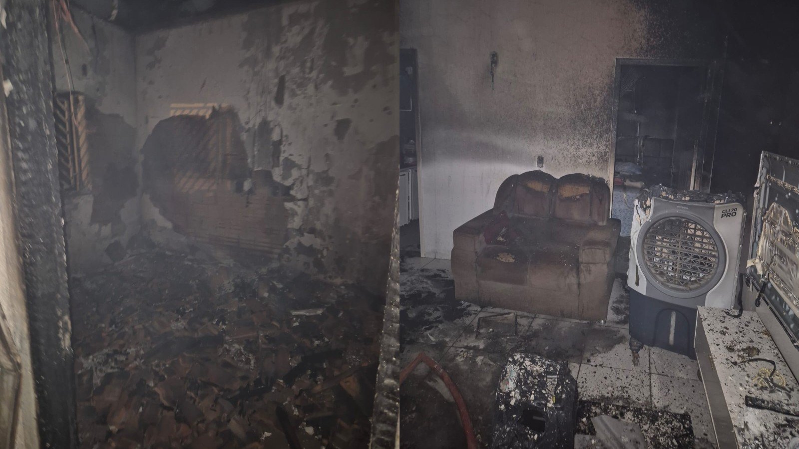Casa fica parcialmente destruída após incêndio em Picos, no Sul do Piauí
