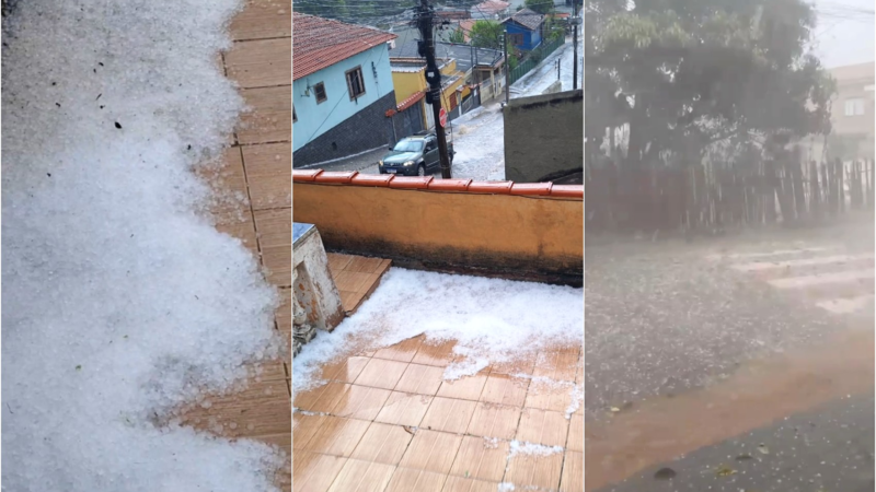Chuva de granizo deixa estragos, falta de luz e de água no Sul de Minas um dia após chuva